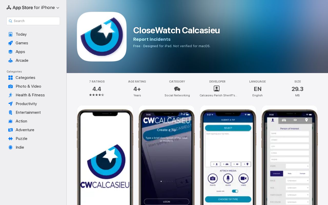 Official CloseWatch Calcasieu public safety app listing