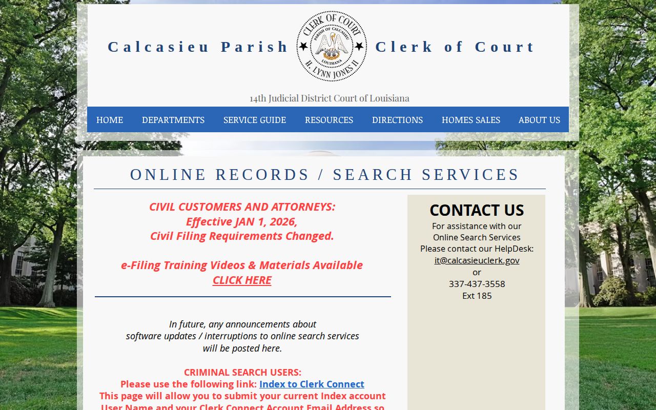 Calcasieu Parish arrest case online court search notice