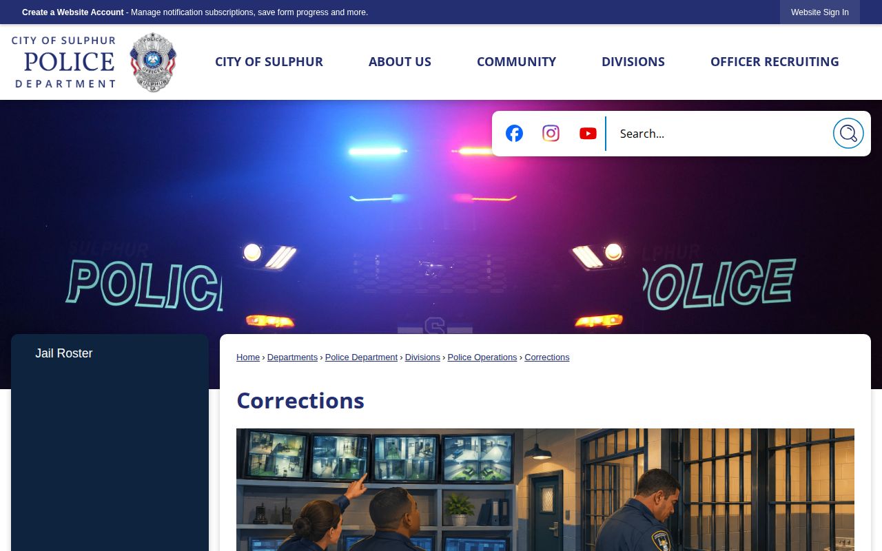 Sulphur municipal jail roster and arrest custody information