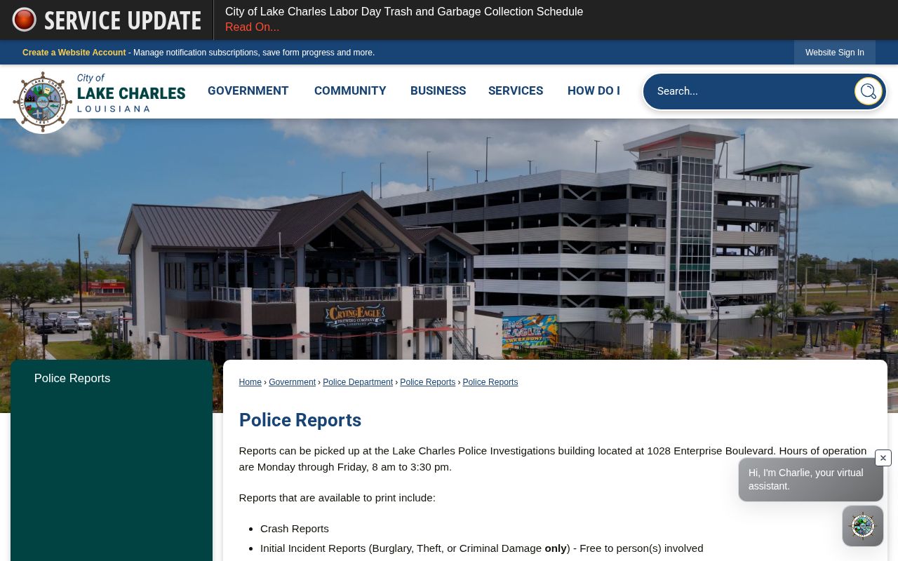 Lake Charles Police arrest report request information in Calcasieu Parish