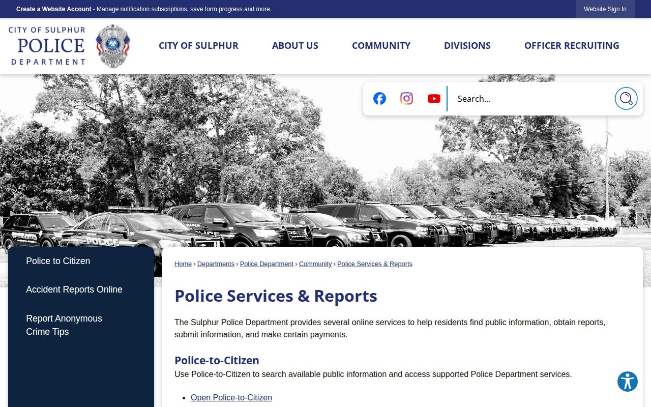 Sulphur Police arrest records and services in Calcasieu Parish